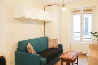 Coin salon dans l'établissement bright studio with balcony quiet location