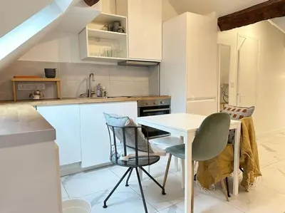 Cuisine ou kitchenette dans l'établissement Lovely Rooftop designed Apt 200m to Panthéon N5-22