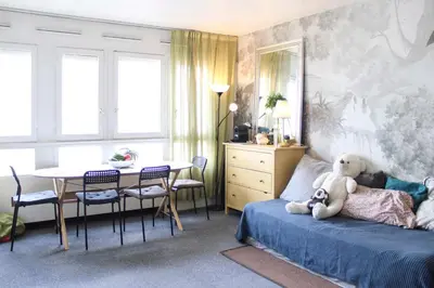 Coin salon dans l'établissement Bright studio in the heart of Paris