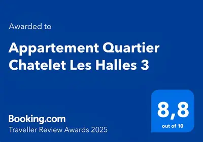 Certificat, récompense, panneau ou autre document affiché dans l'établissement Appartement Quartier Chatelet Les Halles 3 Free Netflix