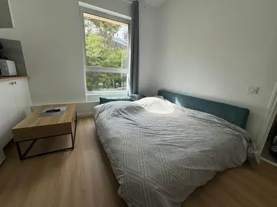 Un ou plusieurs lits dans un hébergement de l'établissement Charmant studio palais des congrès Porte Maillot