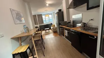 Cuisine ou kitchenette dans l'établissement Grand Appartement Avec Patio à Paris 14ème