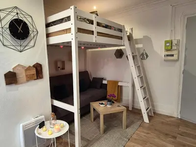 Un ou plusieurs lits superposés dans un hébergement de l'établissement Joli studio parisien