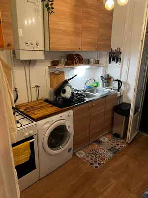 Cuisine ou kitchenette dans l'établissement Un charmant appartement à côté de la cité florale