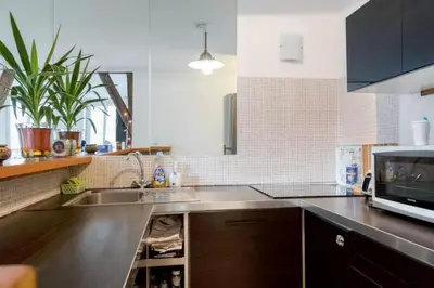 Cuisine ou kitchenette dans l'établissement Appartement Paris Centre Vavin2