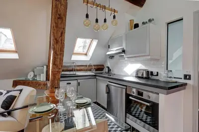 Cuisine ou kitchenette dans l'établissement Loft place des Vosges