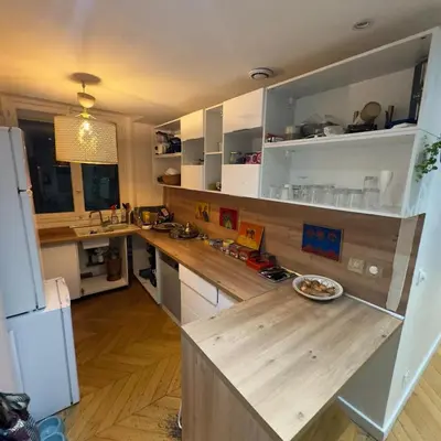 Cuisine ou kitchenette dans l'établissement Appartement Paris 12 proche du centre avec parking