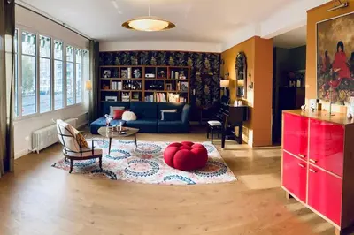 Coin salon dans l'établissement Magnifique appartement proche tour Eiffel