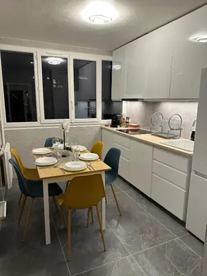 Cuisine ou kitchenette dans l'établissement PARIS-MONTROUGE Magnifique appartement- très cosy pour 1 - 6 personnes refait à NEUF -ENTIRE APARTMENT LUXURIOUS AND WARM -Montrouge Paris 14ème - Proche Aéroport Orly Parc Expositions Porte de Versailles FREE WIFI GRATUIT