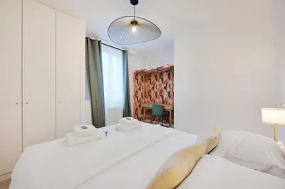 Un ou plusieurs lits dans un hébergement de l'établissement Cosy apartment - 1BDR-4P - Boulogne Billancourt