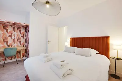 Un ou plusieurs lits dans un hébergement de l'établissement Cosy apartment - 1BDR-4P - Boulogne Billancourt