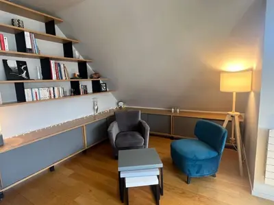 Coin salon dans l'établissement Comfort & design 2 BR near Place des Vosges
