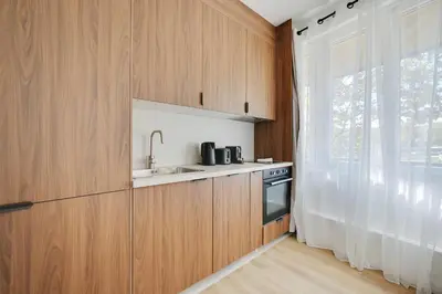 Cuisine ou kitchenette dans l'établissement Magnifique appartement 8pers L014