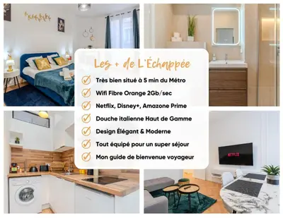 Cuisine ou kitchenette dans l'établissement L'Échappée de Paris I Stade de France I Couple I Famille I Business