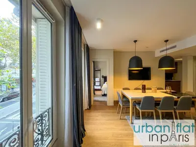 Coin salon dans l'établissement Urban Flat 118 - Luxury 4 BDR Flat near Saint Germain