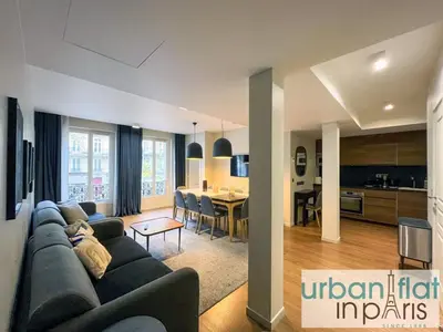 Coin salon dans l'établissement Urban Flat 118 - Luxury 4 BDR Flat near Saint Germain