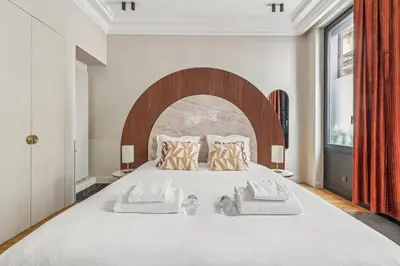 Un ou plusieurs lits dans un hébergement de l'établissement Modern apartment - 2P Madeleine - Grand Boulevard