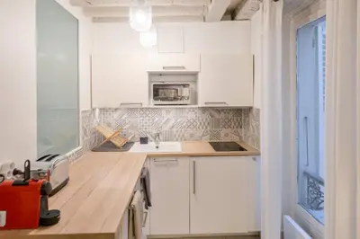 Cuisine ou kitchenette dans l'établissement Cosy Appartement en plein Marais