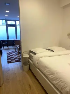 Un ou plusieurs lits dans un hébergement de l'établissement Modern parisian flat in Montparnasse area