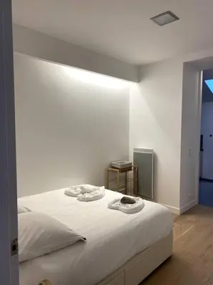 Un ou plusieurs lits dans un hébergement de l'établissement Modern parisian flat in Montparnasse area