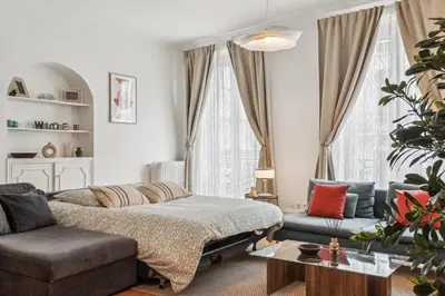 Un ou plusieurs lits dans un hébergement de l'établissement Charming Apartment 1 BR 4 persons - Opera Bourse