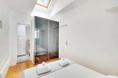 Un ou plusieurs lits dans un hébergement de l'établissement Charming apartment - 1BR-6P - Sentier