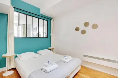 Un ou plusieurs lits dans un hébergement de l'établissement Charming apartment - 1BR-6P - Sentier