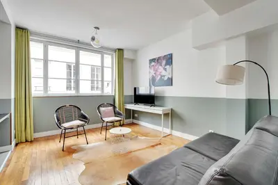 Coin salon dans l'établissement Charming apartment - 1BR-6P - Sentier