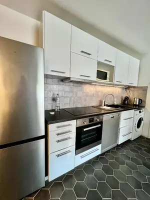 Cuisine ou kitchenette dans l'établissement Modern apartment with balcony
