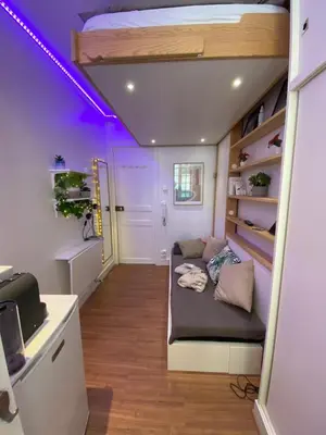 Un ou plusieurs lits dans un hébergement de l'établissement Cute little apartment