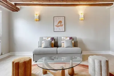 Coin salon dans l'établissement Stylish apartment in Le Marais