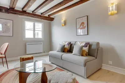 Coin salon dans l'établissement Stylish apartment in Le Marais