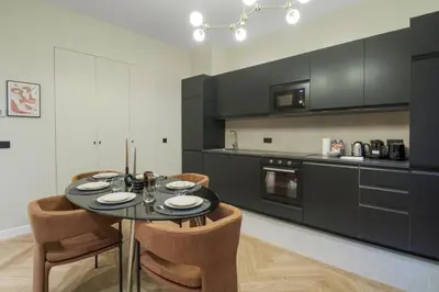 Cuisine ou kitchenette dans l'établissement Grand appartement climatisé Bastille - Marais