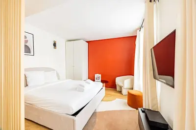 Un ou plusieurs lits dans un hébergement de l'établissement 11#Studio 2 pers#Bon Marché#St Germain#Paris 6