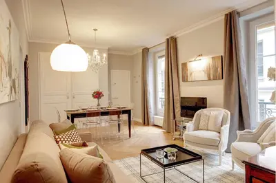 Coin salon dans l'établissement Blanc Manteau Residence