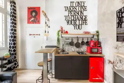 Cuisine ou kitchenette dans l'établissement M2- Modern Loft in Le Marais, Bright and Comfortable