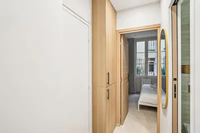 Un ou plusieurs lits dans un hébergement de l'établissement Appartement Elegant 1BDR-2P - Paris Expo