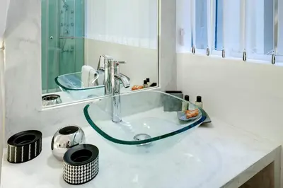 Salle de bains dans l'établissement Beauregard central residence