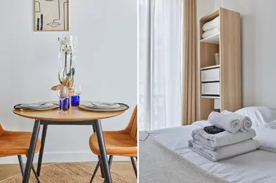 Un ou plusieurs lits dans un hébergement de l'établissement Charming Studio Center of Paris