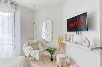 Télévision ou salle de divertissement dans l'établissement Superbe appartement au Sud de Paris
