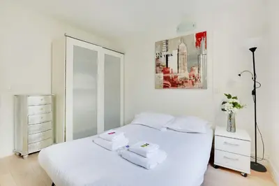 Un ou plusieurs lits dans un hébergement de l'établissement Charming apartment - 2BR-6P - Paris Expo