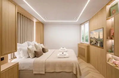 Un ou plusieurs lits dans un hébergement de l'établissement G Glamorous, quiet Studio in Le Marais