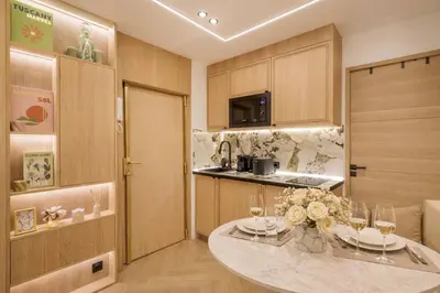 Cuisine ou kitchenette dans l'établissement G Glamorous, quiet Studio in Le Marais