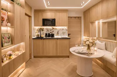 Cuisine ou kitchenette dans l'établissement G Glamorous, quiet Studio in Le Marais