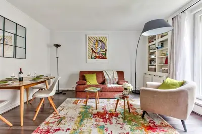 Coin salon dans l'établissement Charming 1BR apartment with terrace Le Marais Paris Center