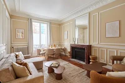 Coin salon dans l'établissement Élégant 2 chambres climatisé - Champs-Élysées
