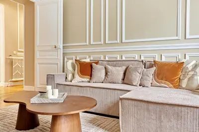 Coin salon dans l'établissement Élégant 2 chambres climatisé - Champs-Élysées