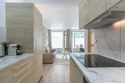 Cuisine ou kitchenette dans l'établissement Cosy appartement Paris 20e