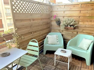 Coin salon dans l'établissement Apartment with Terrace near Parc Des Princes Stadium in 16th arr in Paris