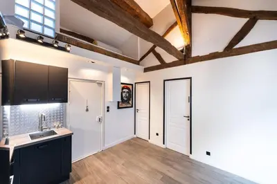 Cuisine ou kitchenette dans l'établissement Appartement Place des Vosges, Marais Bastille